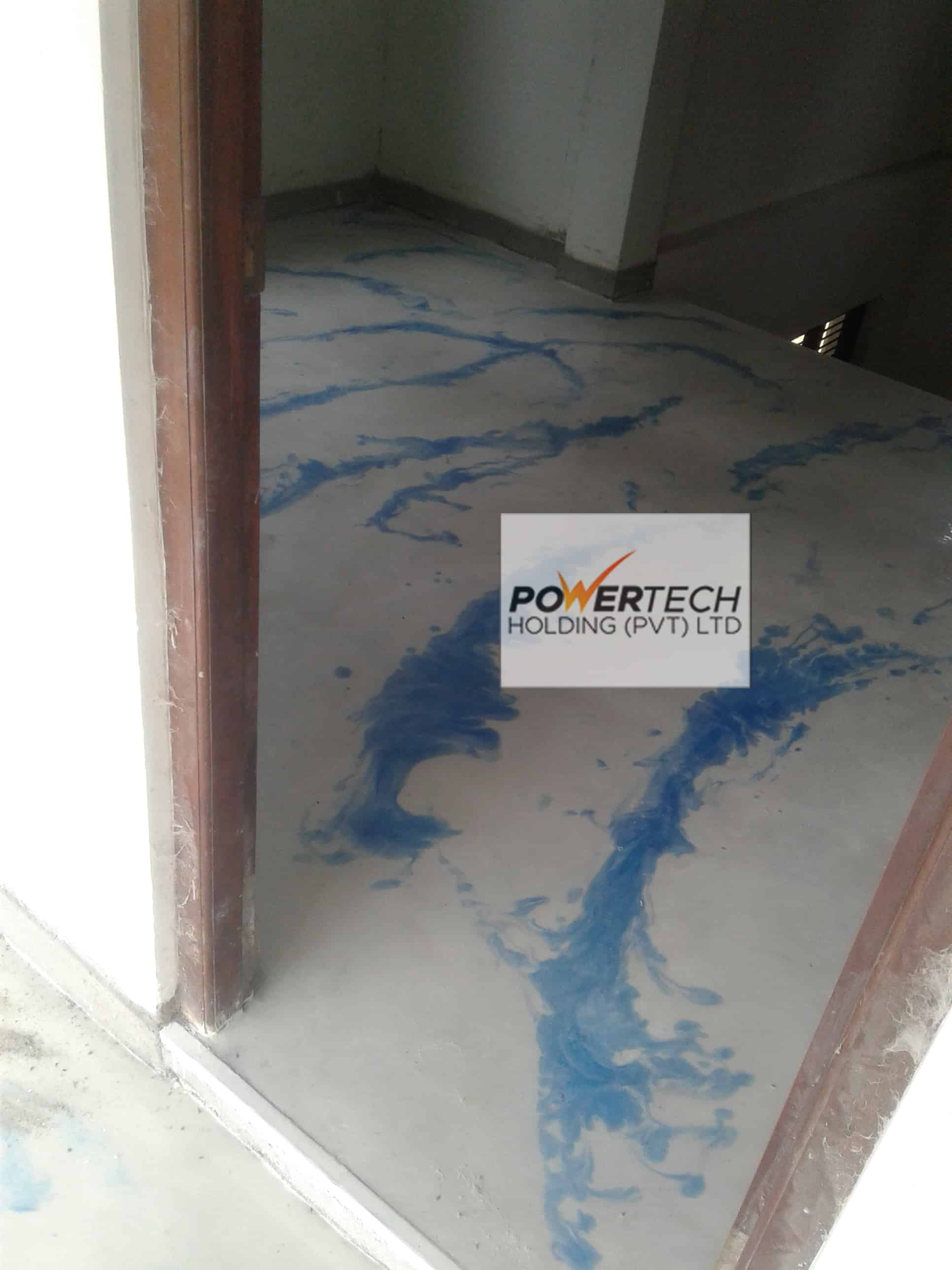 epoxy flake floor with helicopter in storage